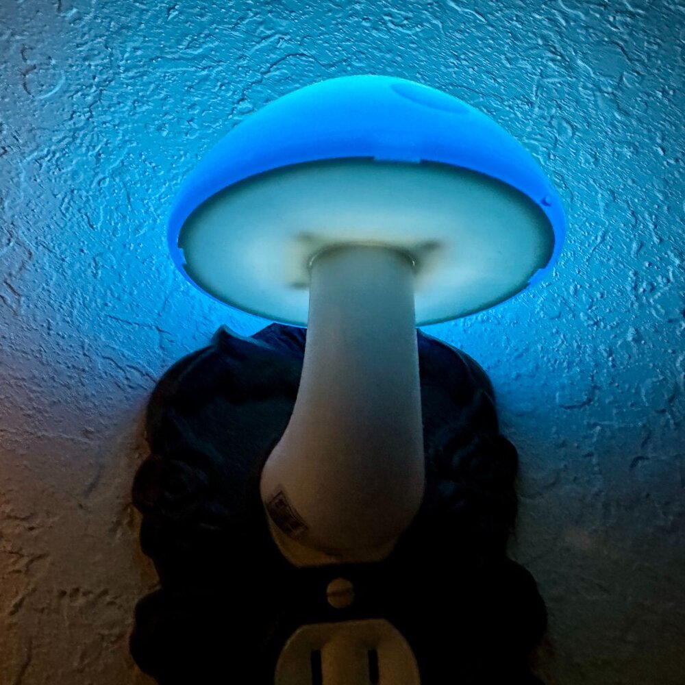 NEW Blue Mushroom Night Light Plug-In LED Sensor Lamp